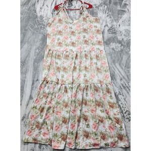 NEW Ninexis Dress Womens XL Multicolor Floral Tiered‎ Maxi Tie Shoulder Flowy